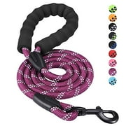 Dog Leash 4 FT with Comfortable Padded Handle, Highly Reflective Threads Leash for Medium Large Dogs, 1/2 inch Diameter,Purple