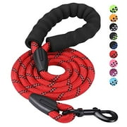Dog Leash 4 FT with Comfortable Padded Handle, Highly Reflective Threads Leash for Medium Large Dogs, 1/2 inch Diameter,Red