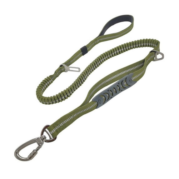 Dog Leash 4Ft - 6Ft Double Padded Handles Adjustable Retractable Leash Bungee with Car Seat Belt Buckle for Heavy Duty Dogs