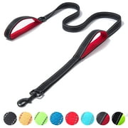 Dog Leash 5ft/6ft Long, Double Handle Dog Leash for Safe Control Training, Double Sided Reflective Leash for Small, Medium & Large Dog(5 ft,Black Red)