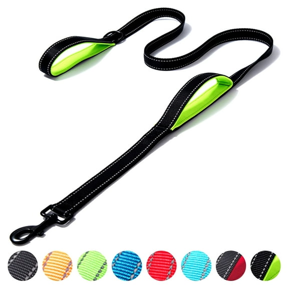 Dog Leash 5ft/6ft Long, Double Handle Dog Leash for Safe Control Training, Double Sided Reflective Leash for Small, Medium & Large Dog(6 ft,Black Green)