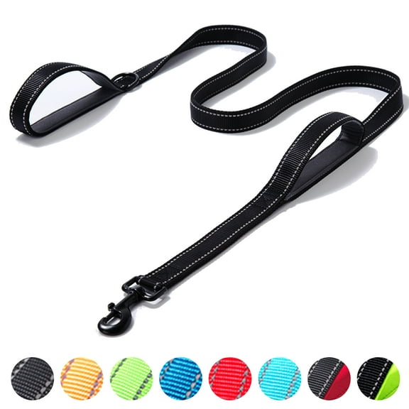 Dog Leash 5ft/6ft Long, Double Handle Dog Leash for Safe Control Training, Double Sided Reflective Leash for Small, Medium & Large Dog(5 ft,Black)