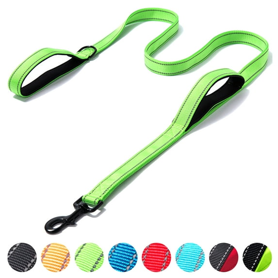 Dog Leash 5ft/6ft Long, Double Handle Dog Leash for Safe Control Training, Double Sided Reflective Leash for Small, Medium & Large Dog(5 ft,Green)