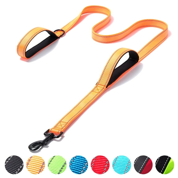 Dog Leash 5ft/6ft Long, Double Handle Dog Leash for Safe Control Training, Double Sided Reflective Leash for Small, Medium & Large Dog(6 ft,Orange)