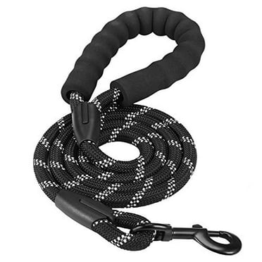 Dog Leash 6 FT with Comfortable Padded Handle, Highly Reflective Threads Leash for Medium Large Dogs, 1/2 inch Diameter, Black