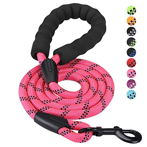 Dog Leash 6 FT with Comfortable Padded Handle, Highly Reflective Threads Leash for Medium Large Dogs, 1/2 inch Diameter,Pink