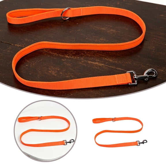 Dog Leash 70.86'' with Comfortable Padded Handle, Threads Leash for Medium Large Dogs (Orange, One-Size)