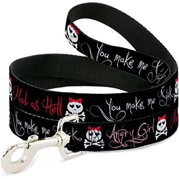 Dog Leash Angry Girl Mad As Hell You Make Me Sick 4 Feet Long 0.5 Inch Wide