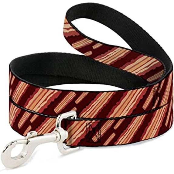 Dog Leash Bacon Slices Maroon 4 Feet Long 1.0 Inch Wide