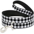 thumbnail image 1 of Dog Leash Buffalo Plaid Black White 6 Feet Long 0.5 Inch Wide, 1 of 1