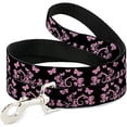 thumbnail image 1 of Dog Leash Butterfly Garden Black Pink 4 Feet Long 0.5 Inch Wide, 1 of 1