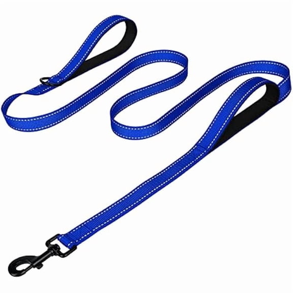 Dog Leash Heavy Duty for Large Dogs that Pull, Double Handle for Traffic Control, Double-Sided Reflective Leashes for Large Medium Dogs Night Safety, 5FT, Royal Blue