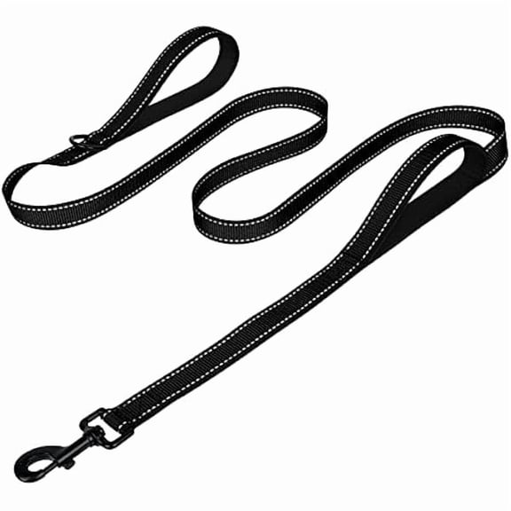 Dog Leash Heavy Duty for Large Dogs that Pull, Double Handle for Traffic Control, Double-Sided Reflective Leashes for Large Medium Dogs Night Safety, 6FT, Black