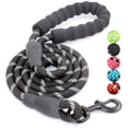 thumbnail image 1 of Dog Leash, Heavy Duty Rope Nylon Leashes with Comfortable Foam Handle, Highly Reflective Threads and Metal Clasp for Large Medium Small Dogs Jogging Training -Black, 1 of 6