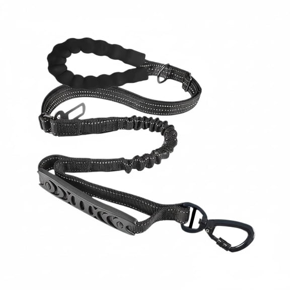 Dog Leash Heavy Duty for Medium Large Dogs That Pull,4.1-6.2Ft Strong Bungee Shock Absorbing No Pull Dog Leash ,Reflective Black
