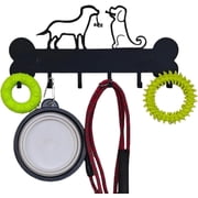Dog Leash Holder Wall Mount, Dog Supply Organizer with 6 Hooks, Metal Key Hooks for Wall， Wall Storage for Hanging Leash, Vest, Harness, Keys