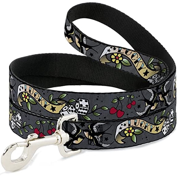 Dog Leash Lucky Gray 4 Feet Long 0.5 Inch Wide