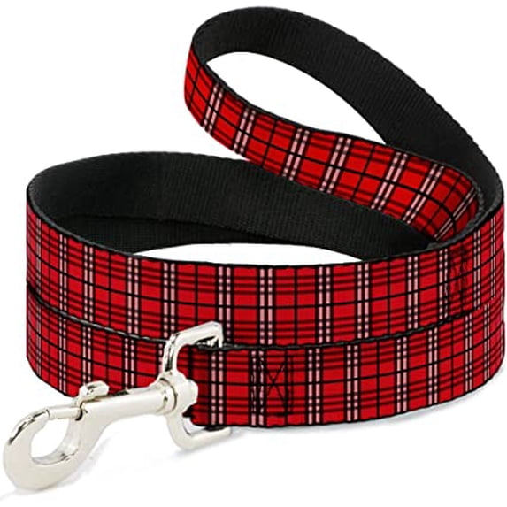 Dog Leash Plaid Red 4 Feet Long 0.5 Inch Wide