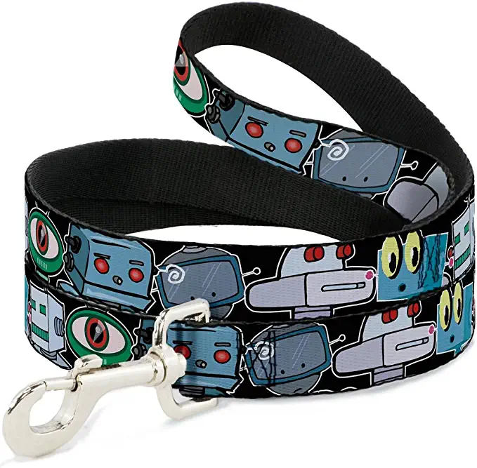 Dog Leash Robots Close Up Black 4 Feet Long 0.5 Inch Wide