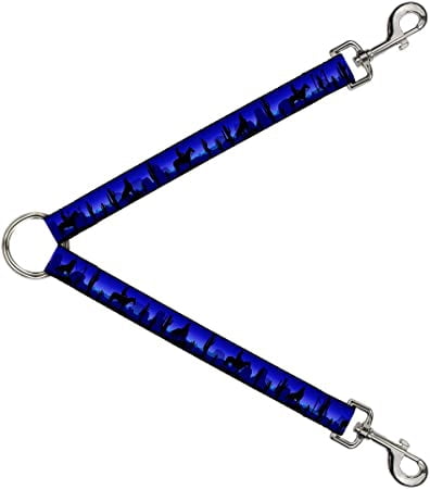 Dog Leash Splitter Cowboy Coyote Silhouettes Western Landscape Blues Black 1 Foot Long 1 Inch Wide