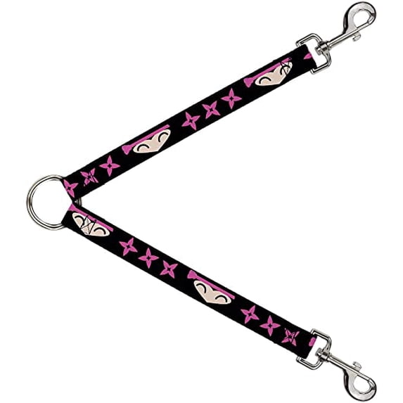 Dog Leash Splitter Ninja Star Black Pink 1 Foot Long 1 Inch Wide