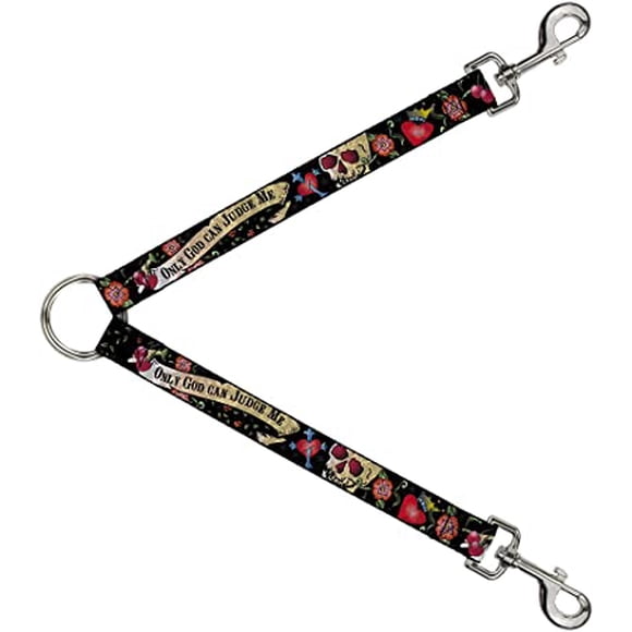 Dog Leash Splitter Only God Can Judge Me Black 1 Foot Long 1 Inch Wide