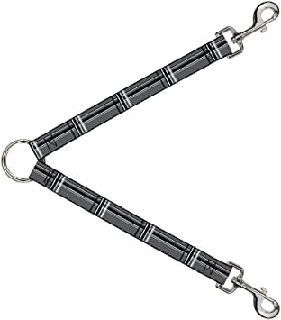 Dog Leash Splitter Plaid Gray Black White 1 Foot Long 1 Inch Wide