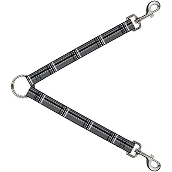 Dog Leash Splitter Plaid Gray Black White 1 Foot Long 1 Inch Wide