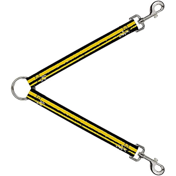 Dog Leash Splitter Racing Stripe2 Weathered Black Yellow 1 Foot Long 1 Inch Wide
