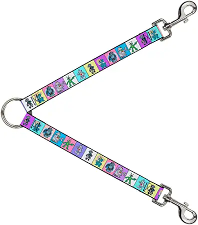 Dog Leash Splitter Robots Pastel Blocks 1 Foot Long 1 Inch Wide