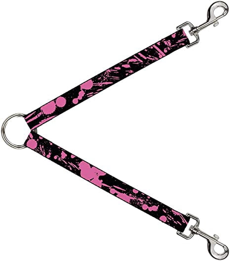 Dog Leash Splitter Splatter Black Pink 1 Foot Long 1 Inch Wide