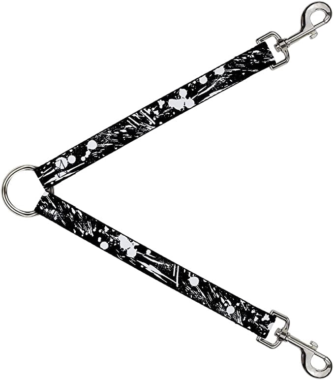 Dog Leash Splitter Splatter Black White 1 Foot Long 1 Inch Wide