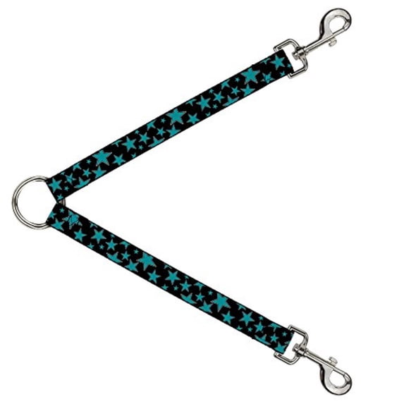 Dog Leash Splitter Stars Multi Stars Black Turquoise 1 Foot Long 1 Inch Wide