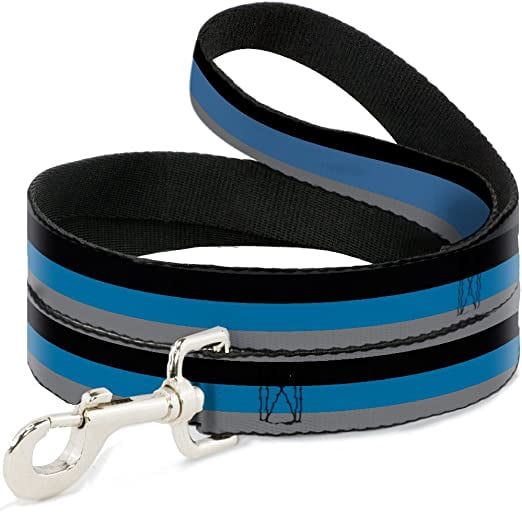 Dog Leash Stripes Black Turquoise Gray 4 Feet Long 0.5 Inch Wide
