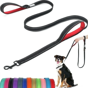 Dog Leash Two Padded Soft Handles Dog Leash Strong Reflective & Metal