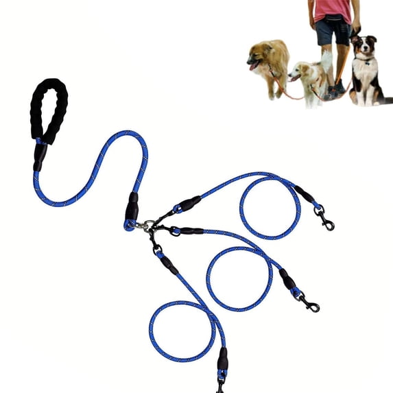 Dog Leash for Large Dogs with Padded Handle, 4.76Ft Heavy-Duty Nylon Rope, Two Detachable Leash Splitters and 360° Swivel Hooks