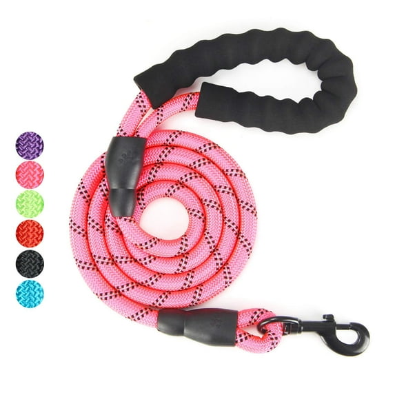 Dog Leash with Comfortable Padded Handle and Highly Reflective Threads Dog Leashes for Medium and Large Dogs -Pink