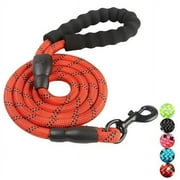 Dog Leash with Comfortable Padded Handle and Highly Reflective Threads Dog Leashes for Medium and Large Dogs -Red