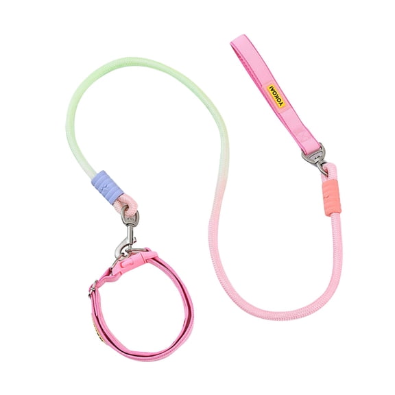 Dog Leashes for Small & Medium Dogs,Collar Traction 2-in-1 P Rope Thickened and Widened,Comfortable Traction Rope,Dog Collar Without Hand Or Neck Tightness(47.2Inch,Pink)