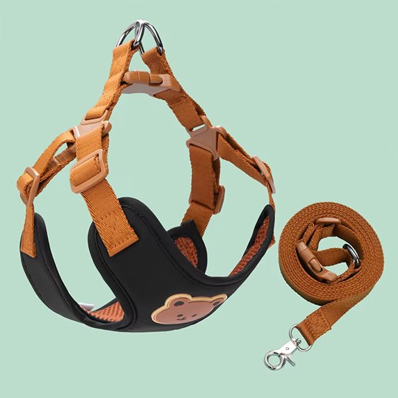 Dog Leashes for Small & Medium Dogs,Pet Dog Leash Set Small Medium Dog Vest Breathable Puppy Chest Strap French Chihuahua Pet(L,Black)
