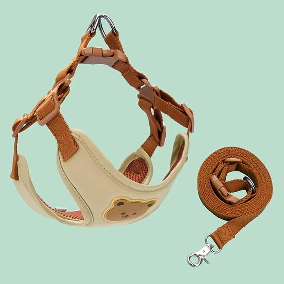 Dog Leashes for Small & Medium Dogs,Pet Dog Leash Set Small Medium Dog Vest Breathable Puppy Chest Strap French Chihuahua Pet(XS,Beige)