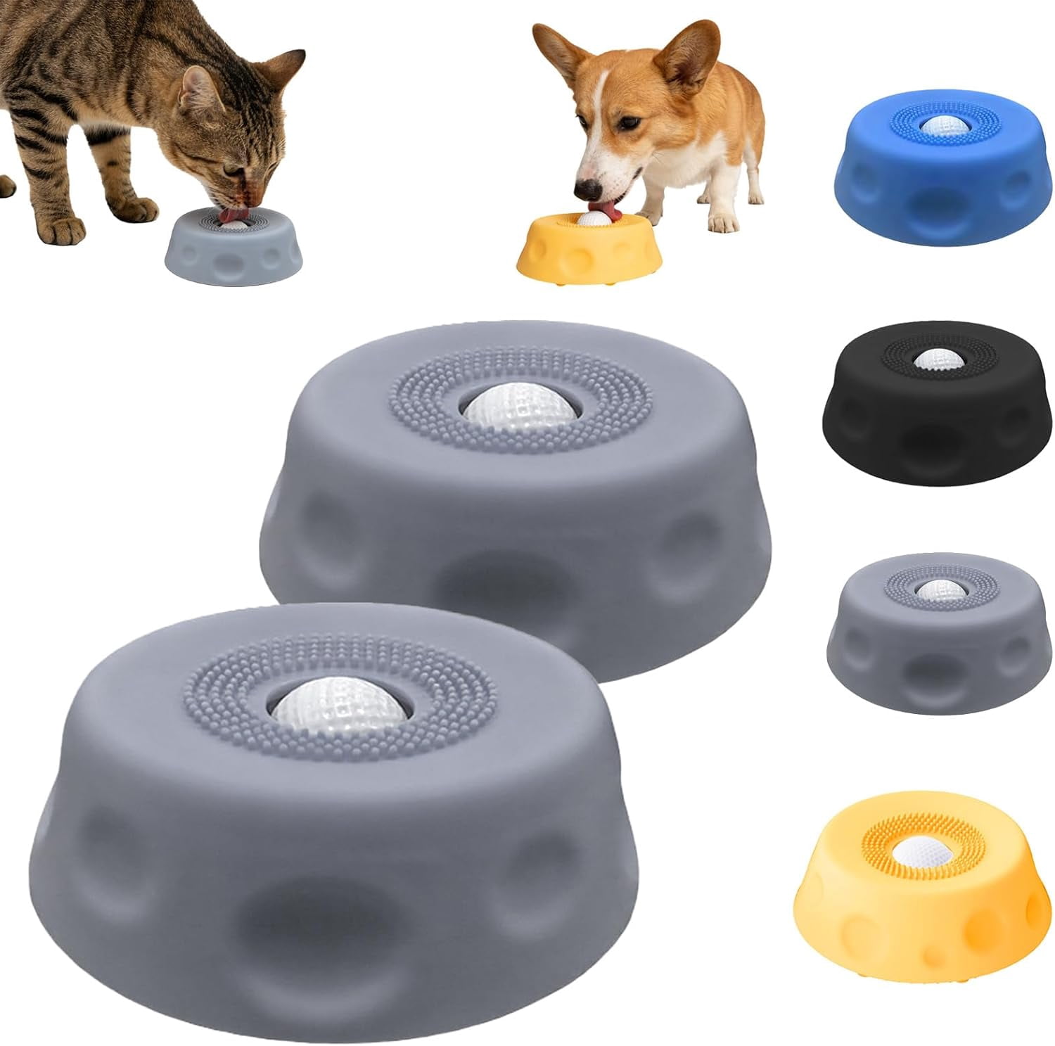 Dog Lick Bowl with Ball,Lick Ball Bowl for Dogs,Dog Licking Bowl with Rolling Ball,Slow Feeder Ball Bowl to Slow Pet Eating,Rolling Ball Dog Bowl Give Pet More Time to Enjoy Eating. (Blue-2pcs)