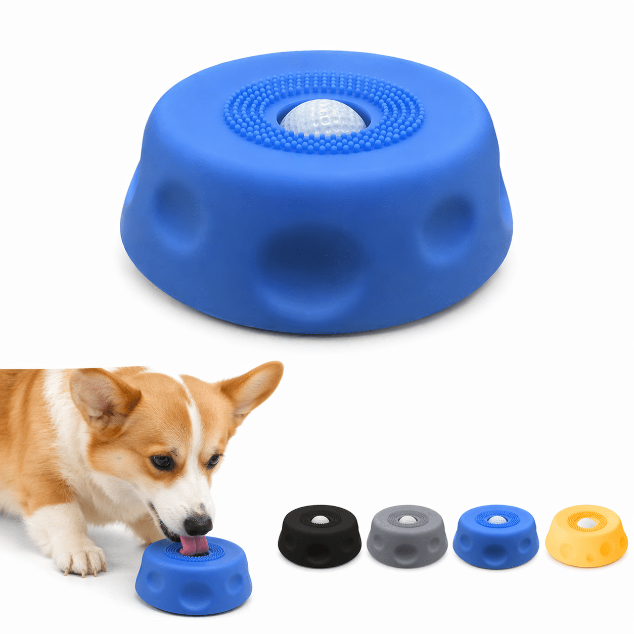 Dog Lick Bowl with Ball,Lick Ball Bowl for Dogs,Dog Licking Bowl with Rolling Ball,Slow Feeder Ball Bowl to Slow Pet Eating,Rolling Ball Dog Bowl Give Pet More Time to Enjoy Eating. (Blue-1pcs)