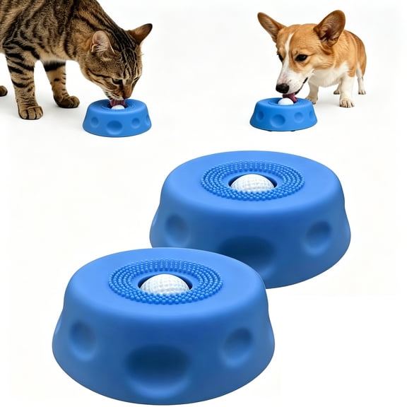 Dog Lick Bowl with Ball,Lick Ball Bowl for Dogs,Dog Licking Bowl with Rolling Ball,Slow Feeder Ball Bowl to Slow Pet Eating,Rolling Ball Dog Bowl Give Pet More Time to Enjoy Eating. (Blue-2pcs)