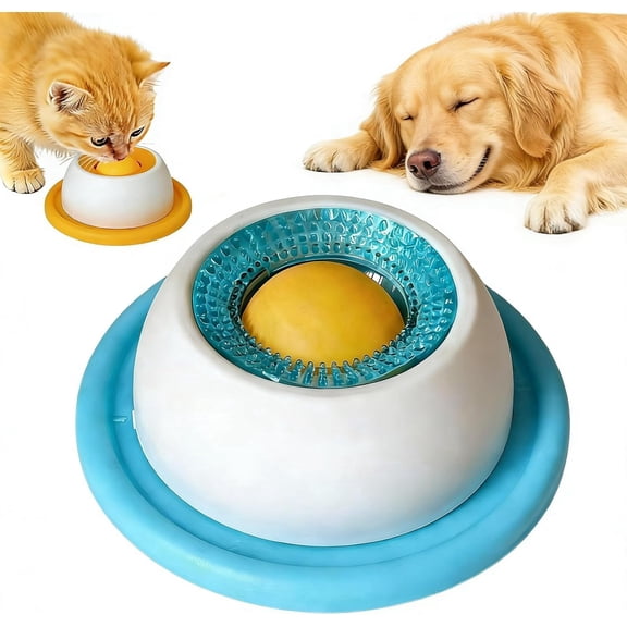 Dog Lick Bowl, Dog Cat Enrichment Toys - Interactive Slow Feeder & Anxiety Relief Treat Dispenser with Non-Slip Base for Puppy Kitten Mental Stimulation. (Blue-Dog)