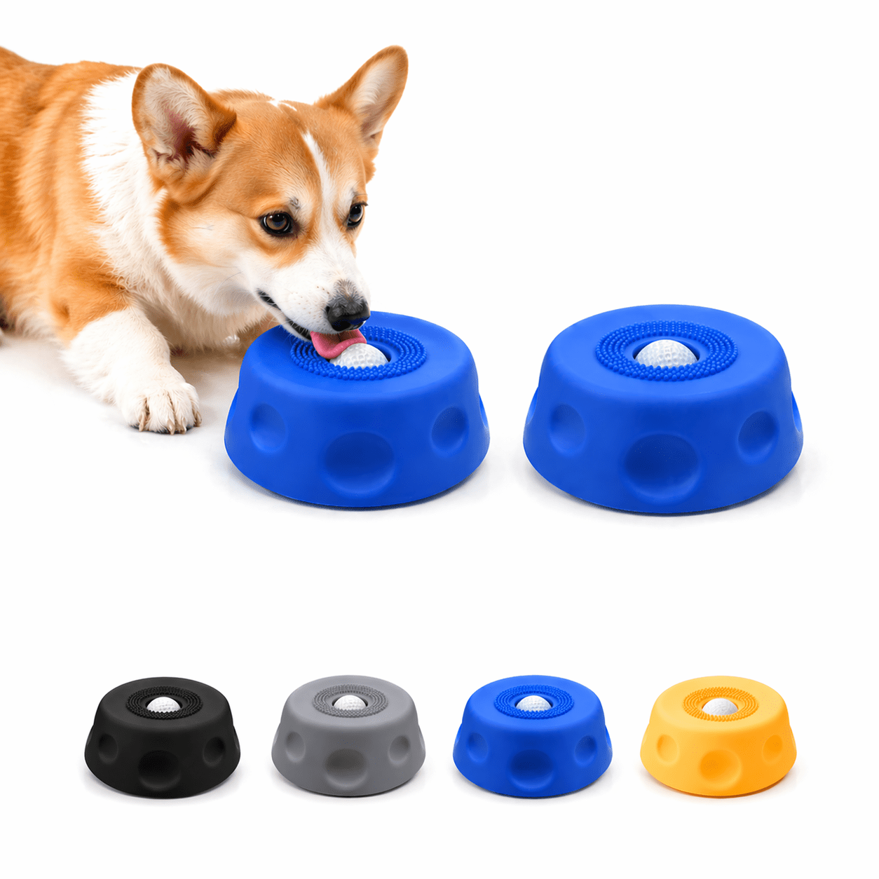 Dog Lick Bowl with Rolling Ball, Interactive Slow Feeder Bowl for Dogs, Lick Ball Bowl to Slow Pet Eating, Fun Rolling Ball Dog Bowl to Promote Gradual Eating (Blue - 2pc)
