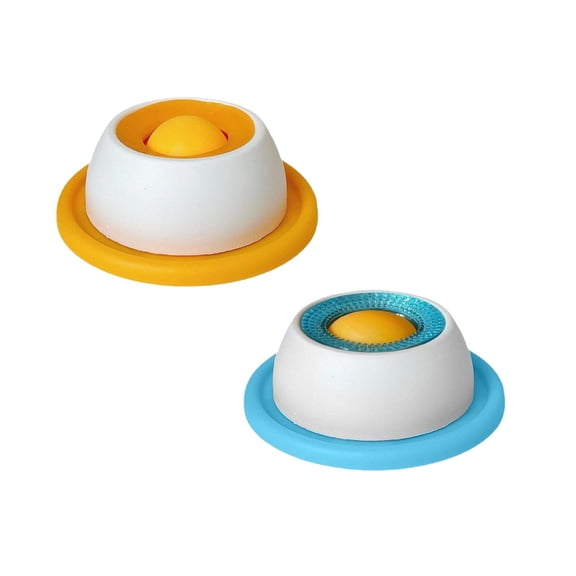 Dog Lick Bowl Slow Feeder 2 Pack Blue Yellow,Interactive Dog Cat Enrichment Licking Bowls with Floating Ball System,Non-Slip Anxiety Relief Treat Dispenser for Calm Feeding,dog licksphere,lick sphere