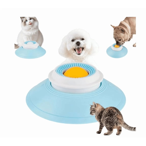 Dog Licking Plates, Dogs Lick Bowl Treat Dispenser, Funny Pet Lick Toy for Training Healthy Eating, Interactive Round Rotating Slow Feeding Puzzle, Boredom Reducer for Puppy Cat (Yellow Ball)