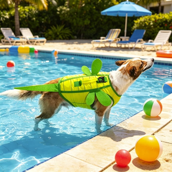 Dog Life Jacket, Adjustable Dog Flotation Vest With Rescue Handle And D Ring High Buoyancy Safety Swim Vest, for Pool Beach Boating Water Training Outdoor Adventures