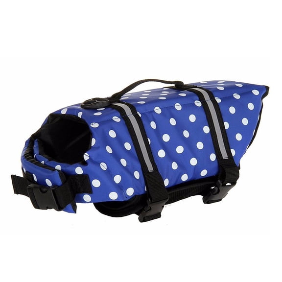 Dog Life Jacket Adjustable Life Preserver for Dog Pet Life Saver with Good Buoyancy & Rescue Handle Blue Flowe
